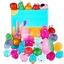 KUUQA 30pcs Glitter Squishys Toys, Squeeze Animal Toys pour Sensory Adult Stress Relief Toy Birthday Party Favors for Kids Goodie Bag Easter Egg Fillers