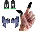 EASYSHOP Gun BattleMods X1 Conductive Mobile Gaming Triggers for Call of Duty/Garena Free Fire with Green Logo Finger Sleeve for PUBG Gaming Anti Sweat, Thickness: Playing with 4 Fingers.-(1 Pair)