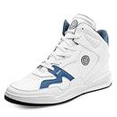 Bacca Bucci® Urban Retro Series Men's Fashion Sneakers-Korean Style Mid Top White Shoes for Men- White, Size UK8