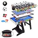 ALPIKA 4FT 4 in 1 Muliti Sports Game Table, Folding Combo Table - Pool/Snooker Table, Air Hockey Table,Table Tennis Table,Football Table with Accessory Storage Box