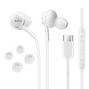 UrbanX 2021 Stereo Headphones for Samsung Note 10, Note 10+, Galaxy S10, S9 Plus, S10e, Galaxy S21, Galaxy S20 FE, Galaxy S20, with Microphone - Bundled with Carry Case - White