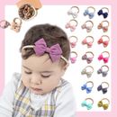 2 PCS Baby Girl Infant Toddler Linen Elastic Bow Hairband Headband Hair Clip AU