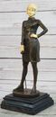 Bronze Sculpture of an Erotic Female Fencer in a Tight Dress Figurine Art