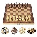 Dorimon 11X11 Inch Wooden Foldable Chess Board Game | Portable Travel Chess Board Game | Indoor - Outdoor Game | Brain Exercise Game | Non-Magnetic DM-11.04
