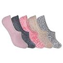 Supersox Women's Combed Cotton Metallic Design No Show Length Socks (Multicolour ) - Pack of 5