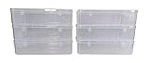 Feliz Clear Plastic Rectangular Large Storage Boxes Size 10.75x6.75x2.5 inches (Set of 6)