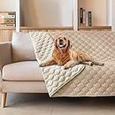 gogobunny 100% Double-Sided Waterproof Dog Bed Cover Pet Blanket Sofa Couch Furniture Protector for Kids Children Dog Cat, Reversible (52x82 Inch (Pack of 1), Dark Beige/Light Beige)