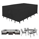 Easy-Going Rectangle Patio Furniture Cover Waterproof Outdoor Dining Table and Chair Cover Anti-UV Outside Sectional Sofa Set Covers (110"L x 84"W x 28"H, Black)
