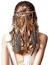 Feather Headband Hippie Headband for Women Hippie Accessories Indian Headband Feather Hair Accessories for Halloween Costume(Classic Style)