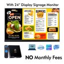Digital Signage Monitor 24"+ Player for Menu Boards and signs + Cloud Software