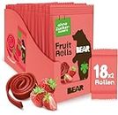 BEAR Fruchtrollen Erdbeere | 100% Natürliche Inhaltsstoffe | Ohne Zusatz von Zucker | Gesunder Snack für Kinder & Erwachsene | 18 Beutel x 20g | 360g