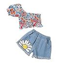 Hopscotch Girls Polyester Floral Print Slim Fit Blouse and Shorts Set in Multi Color For Ages 3-4 Years (RAO-4172026)