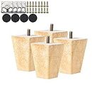 Ruolin Wooden Sofa Feet Set of 4 Replacement Wooden Sofa Feet 6 cm / 10 cm / 15 cm with Screws and Felt Gliders for Sofa Bed Cabinet Couch Ottoman Wood Colour