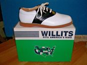 BLACK and White Willits Cheer Saddle Shoes leather