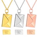 Love You Letter Envelope Locket Necklace Stainless Steel Pendant Gift for Women