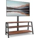 FITUEYES 3-Tier Floor TV Stand for 37-70 Inch TVs Entertainment Stand with Storage-Height Adjustable TV Console Stands with Golden Walnut Board & Cable Management, VESA 600x400mm TW-A31001WD