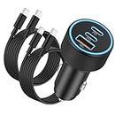 USB C Car Charger, 3-Port 67W Dual USB-C & USB-A Car Adapter PD/QC Fast Charging and 2Pack 3FT Type C Cable for Samsung Galaxy S24/S23/S22/S21/Plus/Ultra, Note 20/10, iPhone 15/Pro Max, Android Phone
