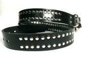 Leather Studded Belt Flat Studs REMOVABLE BUCKLE - AUSSIE MADE waist pants jeans