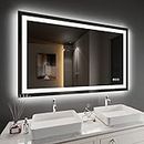 Amorho LED Bathroom Mirror 48''x 30'' with Front and Backlit, Stepless Dimmable Wall Mirrors with Anti-Fog, Shatter-Proof, Memory, 3 Colors, Double LED Vanity Mirror (Horizontal/Vertical)