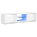 vidaXL Mueble para TV con Luces LED Soporte Mobiliario Aparador Estante Salón Sala de Estar Dormitorio Decoración Blanco Brillante 140x40x35,5 cm