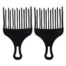 TRIXES Detangling Combs - Afro Comb Picks - Curly Hair Combs - Wide Tooth Combs - Plastic Hairdressing Salon Tools - Unisex Hair Styling Tools - Colour Black