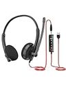 HROEENOI USB Headset with Noise-Cancelling Mic - Wired Headphones for PC, Laptop - Ideal for Zoom, Skype, Call Center, Home Office, 5-Year Warranty