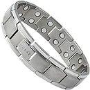LUXAR® Men's Titanium Magnetic Therapy Linked Bracelet for Pain Relief | Double Magnet Strength with Powerful Rare-Earth Neodymium Magnets | Adjustable Length + Steel Resizing Tool (Brushed Titanium)