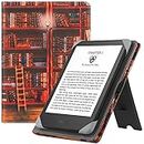 HGWALP Custodia universale per 6" eReaders Kindle Paperwhite, Folio Stand Cover con cinturino compatibile con Kindle Paperwhite/Kobo/Tolino/Pocketook/Sony 6 pollici E-Book Reader-Library