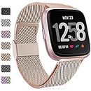 Faliogo Metal Strap Compatible with Fitbit Versa Strap/Fitbit Versa 2 Strap, Stainless Steel Replacement Wrist Strap Compatible for Fitbit Versa 2/Versa/Versa Lite, Small, Royal Gold