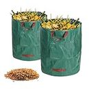 Pecewlos 2x Sacchi Giardinaggio con Maniglie 500L (132 Gallon), Garden Bag Leaf Bag Grande Garbage Bag con Maniglie Telaio di Supporto, Impermeabile Garbage Bag Giardino Pieghevole Riutilizzabile