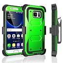 Galaxy S7 Case, Tekcoo [TShell Series] [Green] Shock Absorbing [Built-in Screen Protector] Holster Locking Belt Clip Defender Heavy Case Cover for Samsung Galaxy S7 S VII G930 GS7 All Carriers