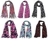 FusFus Printed Designer Set of 6 Mullticoloured stoles ; Trendy scarf stoles for Girls/Ladies/Women (F0141)
