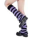 Leg Warmers for Women Girls Kawaii Y2K Leg Warmers Cutecore Gyaru Leg Warmers Goth Lolita Accessories Black & Purple Stripes One Size