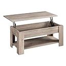 Yaheetech Lift Top Coffee Table w/Hidden Compartment & Storage Rustic Dining Table for Living Room Reception Room Office Gray