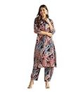 Leriya Fashion Ethnic Co Ord Set | Casual Wear Pant Top Set | Fancy Co-Ord Set | Full Pair Set | Women Kurta Sets Kurtis | Women Kurta Pant Set | Coord Sets for Women (Large, Blue)