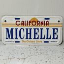 Placa de licencia de mini bicicleta California Golden State con nombre MICHELLE