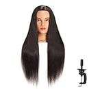 Hairingrid 26"-28" Mannequin Head Hair Styling Training Manikin Cosmetology Doll Head Synthetic Fiber Hair and Free Clamp Holder (Black)