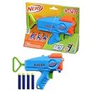Nerf Elite Junior Racer Easy Play Dart Blaster, 4 Nerf Elite Darts, Nerf Blaster Outdoor Toys For 6 Year Old Boys & Girls & Up