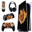 PlayVital Fire Demons Full Set Skin Decal for ps5 Console Disc Edition, Sticker Vinyl Decal Cover for ps5 Controller & Charging Station & Headset & Media Remote