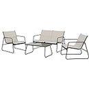 Grand patio Garden Furniture Sets 4 Pieces, Garden Table and Chairs, Mesh Sling, Waterproof, Breathable, Patio Conversation Sets for Outdoor, Backyard, Poolside (Beige)