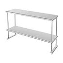 HARDURA Stainless Steel Overshelf 12X48 Inches, NSF Commercial Double Shelf for Prep Work Table in Restaurant, Home and Kitchen