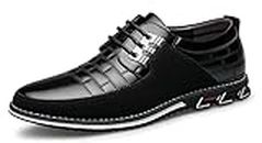 Men's Dress Shoes Wide Width, Comfort Dress Sneakers Men Fashion Business Casual Oxford Shoes Soft Loafers Derby Shoe for Office Working Driving Walking (Color : Black-A, Size : EU 49)