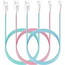 iPhone Charger 10ft Lightning Cable 3Pack Colorful Wire Long Cute Nylon Braided Apple MFi Certified USB Fast Charging Cord for iPhone s 14 13 12 11 Pro Max Mini Xs Xr SE X 8 7 6 5 Plus