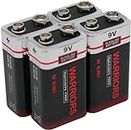 Warriors 4X 9V blockbatterie Batterie 9 Volt blockbatterie blockbatterien 9v alkalisch, Ultra High Power, Ultra Long Life, für Rauchmelder, Brandmelder, Alarmsensoren 6lr61 6F22 PP3 MN1604 (4X)