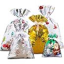 RUTICH 25 PCS Christmas Gift Bags Holiday Wrapping Bags,drawstring christmas gift bags Christmas foil gift kringle express cloth gift bags with drawstring of Christmas party gifts