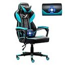 Bonzy Home Racing Gaming Chair for Adults with Massage, Ergonomic Video Game Chair Reclining Gamer Chair with Swivel Computer Chairs Height Adjustable for Kids Boys Girls Teens, Blue