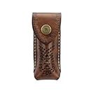 Tourbn Rustic Leather Folding Knife Pouch Clip on Pocket Tool Holder with Snap Closure, Brown, 4*2.5*10.5cm, (T-LP00279)