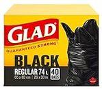 Glad Black Garbage Bags - Regular 74 Litres - 40 Trash Bags, Made in Canada of Global Components