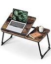 Bed Table, Laptop Bed Table Vintage Laptop Tray with Foldable Legs Cup Slot, Retro Reading Book Holder Laptop Stand for Sofa Breakfast Bed Table for Bed Carpet Terrace