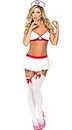 ADOGO Lingerie Nurse Sexy Costume Outfit Set Babydoll Bedroom Honeymoon Cosplay Nurse Clothing Fits Free Size, White